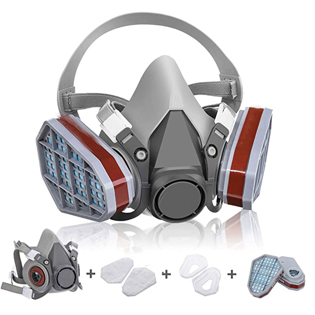 Respirator Half Face - หน้ากากป้องกันฝุ่นละอองแบบครึ่งหน้า สำหรับงานอุตสาหกรรม ป้องกันสารพิษ ไอระเหย สารเคมี พร้อมแว่นตา
