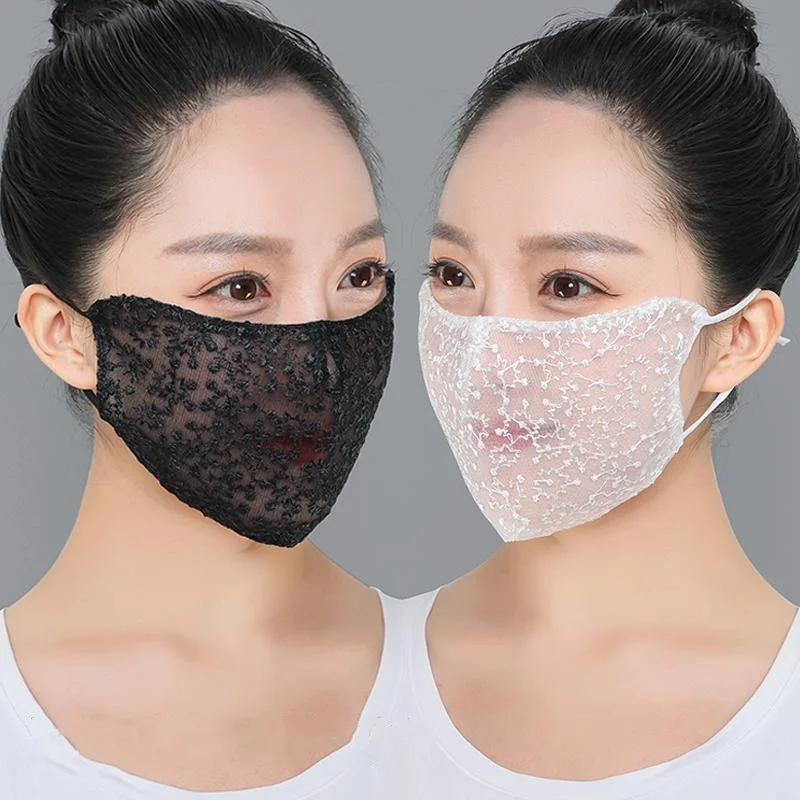 Cloth Face Mask Washable - 1/2 ชิ้นสีดำสีขาวลูกไม้หน้ากากคอสเพลย์ที่ระบายอากาศได้สำหรับแต่งหน้าปาร์ตี้เต้นรำครีมกันแดดหน้ากากสำหรับกิจกรรมกลางแจ้ง