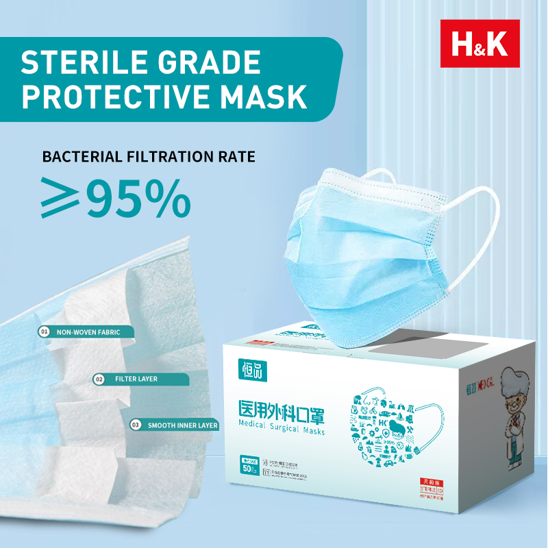 Disposable Mask Blue - หน้ากากอนามัยแบบใช้แล้วทิ้งกล่องสีฟ้า50/100ชิ้นระบายอากาศได้สวมใส่สบายป้องกัน3ชั้นสำหรับใช้ที่สำนักงานที่บ้าน