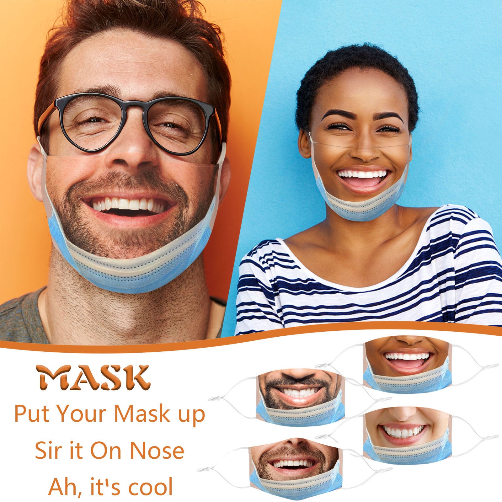 ผู้ใหญ่ตลกปากหน้ากากตลกผ้าหน้า - Cloth Face Mask Washable บทวิจารณ์และราคา